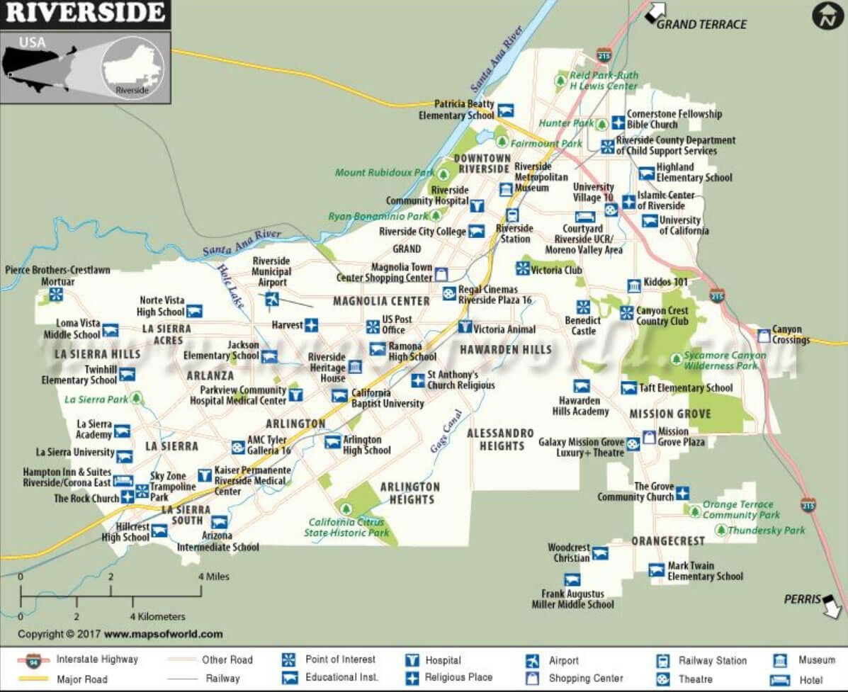 riviereside Municipality Carte californie